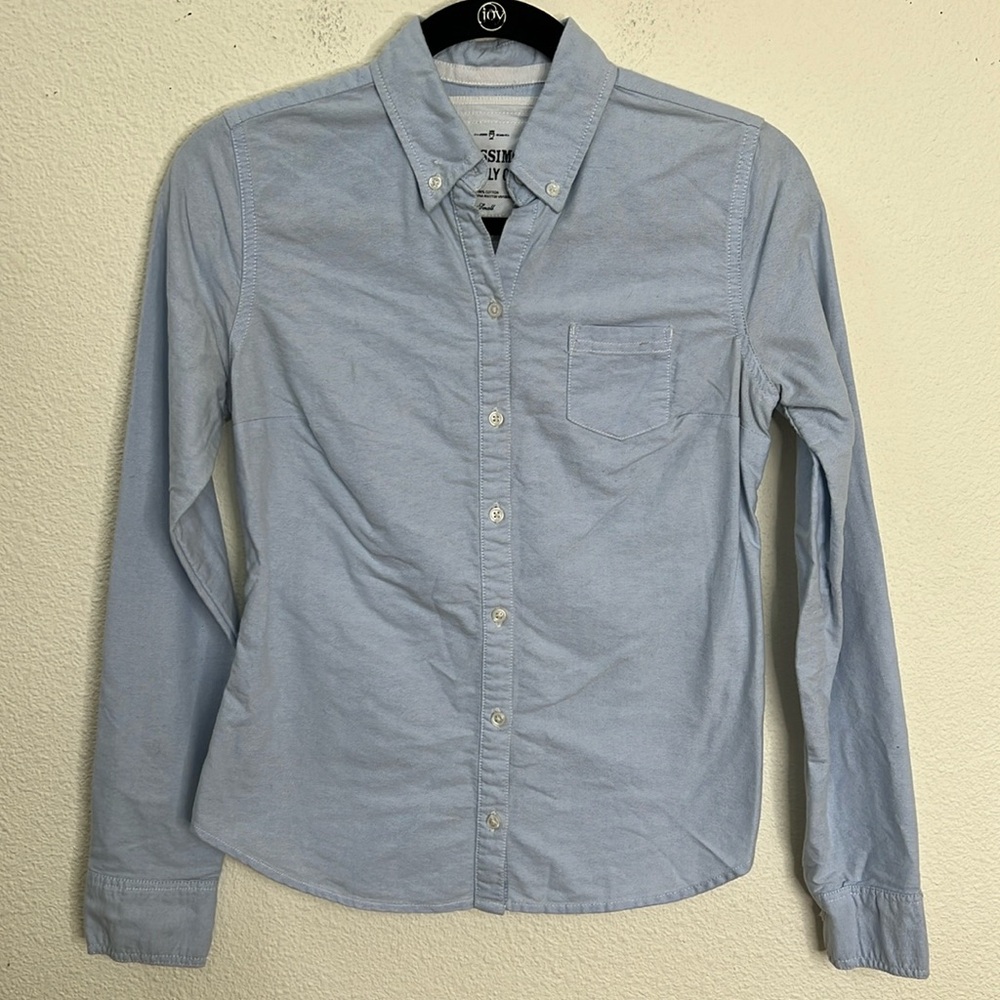 Mossimo Supply Co. Blue Cotton Oxford Button Down Shirt Size Small